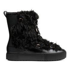 H&M Faux Fur Boots , New Without Tags , Size 6 , Tie Ups , Fully Lined Interior And Footbed With Faux Fur . Comes From A Non Smoking Home . H&m Shoes, Faux Fur Boots, Sorel Winter Boot, Fur Boots, Chunky Boots, Lace Up Boots, Winter Boot, Online Fashion, All Black Sneakers