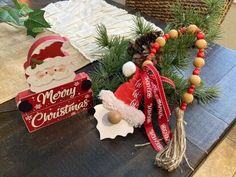 a christmas decoration is sitting on a table