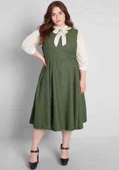 Retro Dresses 50s, Green Plus Size Dresses, Best Plus Size Dresses, Plus Size Retro Dresses, Big Size Dress, Hipster Grunge, Curvy Fashionista