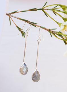 Labradorite Earrings ~ Long Earrings Sterling Silver 925 ~ Gemstone ~ Dangle ~ Handmade ~ Jewelry ~ Gift For Her ~ Maresia 》D E T A I L S《 ✦ M E T A L : Sterling Silver 925 ✦ S T O N E : Labradorite ✦ B I R T H S T O N E : February 💎 The Labradorite is widely known for helping with self-discovery. It is excellent for awakening one's own awareness of inner spirit & intuition. ✧ Please note natural gemstones are unique and may vary in shape or color. ✧ 》✦ S A V E * B U Y * M O R E ✦《 Use the Sterling Silver Drop Linear Earrings With Ear Wire, Handmade Sterling Silver Teardrop Linear Earrings, Long Drop Gemstone Sterling Silver Earrings, Sterling Silver Drop Linear Earrings As Gift, Everyday Gemstone Long Drop Earrings, Long Drop Gemstone Earrings In Sterling Silver, Everyday Long Drop Gemstone Earrings, Sterling Silver Teardrop Linear Earrings For Gift, Sterling Silver Linear Drop Earrings With Gemstone