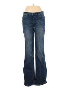 New York & Company Jeans Size: 6 Blue Bottoms - used. 84% Cotton, 15% Polyester, 1% Spandex, Whiskering, Dark Wash, Solid, Regular, Low Rise | New York & Company Jeans - Low Rise: Blue Bottoms - Size 6 Dr Closet, 2000s Clothes, Cute Pants, Jeans Low, Passion For Fashion