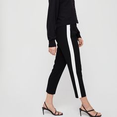 Super Cute, Comfortable, And Stylish Aritzia Babaton Straight Leg Pant, In Black With A Green Stripe On Each Side. In Excellent Condition - Never Worn. Perfect For The Office Or For Casual Wearcan Be Dressed Up Or Down. Size Xxs, But Can Definitely Fit Anywhere From An Xxs To A Size S Because The Pants Are Flowy. Chic Workwear Sweatpants, Chic Fitted Straight Sweatpants, Chic Fitted Sweatpants Trousers, Fitted Straight Chic Sweatpants, Chic Fitted Sweatpants For Spring, Chic Black Straight Sweatpants, Chic Fitted Straight Leg Sweatpants, Chic Fitted Black Sweatpants, Chic Black Straight Leg Sweatpants