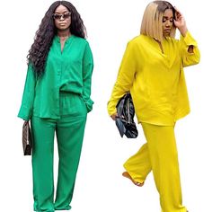 African Americans fashion QFY African Clothing Shirt Pant 2 Pieces Set Long Sleeve Tops Trouser Suit Turkey Wears Latest Gown For Nigeria Ladies Casual Ankara Style Green-L Two Piece Shirt And Trouser For Ladies, Ankara Trouser And Shirt For Ladies, Turkey Shirts Women, Long Sleeve Pant Set In Solid Color, Solid Color Long Sleeve Matching Pant Set, Solid Long Sleeve Pant Set, Solid Long Sleeve Pant Set For Workwear, Solid Long Sleeve Two-piece Set For Spring, Spring Long Sleeve Two-piece Pantsuit