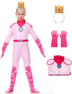 PRICES MAY VARY. 【Super Brothers Princess Costume】--Peach cosplay costume has a one-piece design with a zipper on the back for easy dressing. The neck scarf part is a non-removable one-piece design to prevent loss; the gloves are separate and easy for the child to put on and take off. 【Excellent Design】--Peach cosplay costume inspired by the latest movie image. In the face of Bowser's attack, bravely take up arms with the kind-hearted Brigitte to defend the peace of the Mushroom Kingdom. 【Child- Princess Daisy Costume, Daisy Princess, Peach And Daisy, Daisy Costume, Peach Cosplay, Toddler Costumes Girl, Peach Costume, School Performance, Baby Costumes Girl