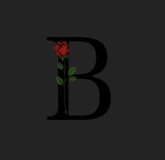 the letter b with a rose on it