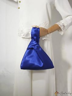 BirdinBag - Sleek Satin Hobo Bag - A Minimalist Fashion Essential Elegant Pouch Baguette Bag For Gift, Elegant Pouch Baguette Bag As Gift, Chic Baguette Bag Pouch As Gift, Chic Pouch-shaped Baguette Bag For Gift, Elegant Blue Baguette Bag With Removable Pouch, Elegant Blue Baguette Bag With Detachable Strap, Elegant Blue Baguette Bag With Top Handle, Elegant Blue Baguette Bag For Evening, Evening Pouch Box Bag