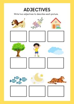 a worksheet for kids to learn how to write and draw pictures with animals