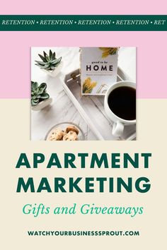 an advertisement for apartment marketing gifts and giveaways with coffee, doughnuts and sushi