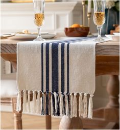 PRICES MAY VARY. 【Size】13" W x 60" L not including tassel length (66” including tassels), fits a table that seats 6-8 people, The tassel is hand knotted and can be easily DIY to fit your table size.（Untie the knot, untie the thread to the appropriate length, and tie the knot again.） 【Accentuate Your Space】 This coffee table runner Spruces Up Any Room with Natural cotton thread and Simple elegant design.Create a space in your home with refined rustic, natural colored lines makes it super easy to Long Coffee Table, Stripe Table, Coffee Table Runner, Decor Dining Table, Boho Table Runner, Modern Farmhouse Table, Farmhouse Table Runners, Boho Table, Home Boho