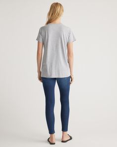 Stay effortlessly comfortable throughout your pregnancy with our Cotton Modal Maternity Crewneck Tee 2-Pack. Crafted from a soft and breathable blend of cotton and modal, these maternity essentials provide a flattering fit that grows with your bump. The classic crewneck design is always in style, while the 2-pack ensures you always have an additional option.  | Quince | Women's Cotton Modal Maternity Crewneck T-Shirt 2-Pack in White/Light Heather Grey, Size Large, Organic Cotton Pregnancy Essentials, Crewneck Design, Quince, White Light, Heather Grey, Organic Cotton, Crew Neck, White, T Shirt