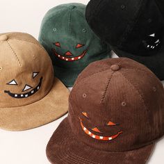 Halloween Jack O Lantern Face Embroidery Cap, Unisex Cozy Corduroy Baseball Cap, Outdoor Stylish Everyday Hat, Adjustable Cap. This custom embroidery baseball cap is the perfect choice for everybody! Perfect for dog walking, the beach, the gym, the pool, and everyday wear!  It's fully adjustable and easy to style!   Detail & Features 🧢 ** - Halloween Jack O Lantern Face Design - 6-Panel Design Corduroy Baseball Cap - 100% Cotton - Adjustable Buckle Closure - Relaxed Fit and Pre-Curved Visor *On One Size Fits Most Halloween Hat For Outdoor, One Size Fits Most Halloween Outdoor Hat, Adjustable Novelty Hats For Fall, Adjustable Cotton Hat For Halloween, Outdoor Halloween Cap, Adjustable Cotton Halloween Hat, Casual Adjustable Baseball Cap For Halloween, Casual Cotton Halloween Hat, Trendy Halloween Cap