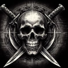 a skull with two crossed swords on it