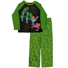 These cozy black & green Minecraft pajamas are sure to be a favorite! Boys size XS (4/5) 100% polyester Size: X-Small (4-5).  Gender: male.  Age Group: kids. Creeper Costume, Matching Top And Shorts, Minecraft Theme, Blanket Sleeper, Thermal Pajamas, Best Pajamas, How To Play Minecraft, Cool Minecraft, Kids Clothes Boys