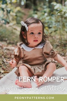 Fern Romper is a gorgeous design made for stretch knit fabrics. It includes options for a waistband, collar and sash. It includes a short and long sleeve options and snaps for easy nappy/diaper changes.Sized Newborn-4 years. Peony Patterns. Digital PDF downloadable sewing pattern. Print at home and sew today! Projector files included. Beginner friendly tutorial with fully photographed steps. Join our Facebook group for more inspo and advice!