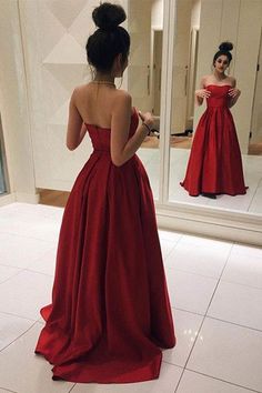 Red Satin Prom Dress, Red Formal Dresses, Satin Ball Gown, Prom Dresses Elegant, Interior Vintage, Simple Prom Dress, Sweetheart Prom Dress, Graduation Dresses, Red Evening Dress