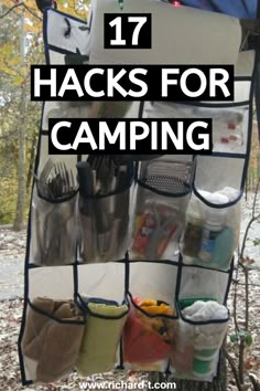 an outdoor camping toilet with the words 17 hacks for camping