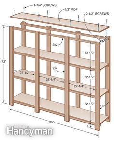 the plans for a bookcase are shown