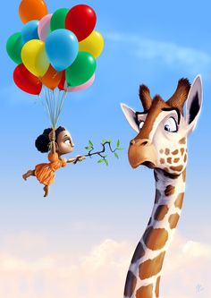 I Wanna Feed It by PaulGates Funny Giraffe, Digital Art Gallery, Art Et Illustration, Illustration Girl, 3d Characters, Childrens Illustrations