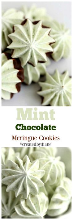 mint chocolate cookies with white frosting and leaves on top, in the shape of stars