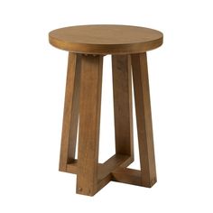 a small wooden table sitting on top of a white background