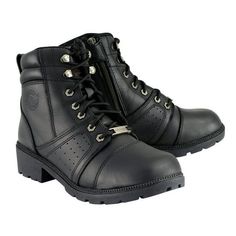 . Full-grain waterproof leather. Anti slip, oil resistant outsole. Smart Mask Climate Control insole with Flex Power Toe design. Moisture wicking, anti-fungal and anti-bacterial lining. Contrast stitching. Size: 7.  Color: Black. Mens Riding Boots, Women Leather Vest, Leather Jacket Men Style, Rider Boots, Womens Riding Boots, Leather Mask, Boot Straps, Signature Hardware, Leather Boots Women