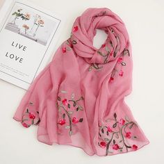 SPECIFICATIONSBrand Name: LAVENApplicable Season: Four SeasonsMaterial: SilkMaterial: POLYESTERScarves Type: ScarfPattern Type: FloralDepartment Name: ADULTOrigin: Mainland ChinaApplicable Scene: CasualGender: WOMENFeature: MultifunctionScarves Length: 135cm-175cmItem Type: ScarvesStyle: fashionModel Number: ST012size: 170*75cmweight: 80gColors: 17 Colors available Cherry Blossom Scarf, Blossom Scarf, Beach Shawl, Elegant Scarves, Embroidered Scarf, Muslim Women Hijab, Elegant Embroidery, Stole Scarf, Retro Mode