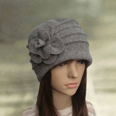 Gray felt wool hat, Felted winter hats, Womens felted hat, ladies felt hats, Felt wool hat lady, Fel Elegant Winter Hat One Size, Winter Brimmed Felt Hat, One Size, Winter Felt Hat With Short Brim, Gray Felt Hat For Winter, Brimmed Felt Hat For Winter, Winter Wool Mini Hats With Short Brim, Winter Wool Hats One Size Fits Most, Warm Cloche Hat For Winter, Winter Wool Mini Hat With Curved Brim