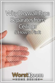 Why Drywall Tape Separates From Ceilings & How to Fix It Drywall Tape Peeling, Mudding Drywall Tips, How To Fix Drywall Tape On Ceiling, How To Fix Ceiling Drywall, Repair Drywall Tape Ceiling, Replacing Ceiling Drywall, Fixing Drywall Damage, Ceiling Drywall Repair, How To Repair Drywall Tape On Ceiling