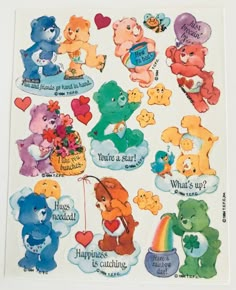 the stickers are all different colors and shapes, but one has hearts on it