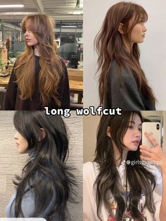 Curling Tips, Long Wolfcut Haircut With Bangs, Haircut Wavy, Haircut Straight, Haircut With Bangs, Long Wolfcut Haircut, Hair Curling