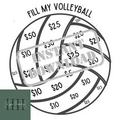 a volleyball ball with the words fill my volleyball $ 2 50 and $ 3 20