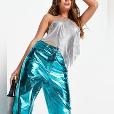 Nwt Amylynn Metallic Pants Size: Small Description Mid-Rise Straight Legged Trousers Pu Metallic Turquoise Fabric 60% Pu 30% Polyester Questions Or Comments. Below Glamorous Blue Bottoms For Night Out, Glamorous Blue Pants For Party, Glamorous Blue Party Pants, Blue Straight Leg Pants For Party, Glamorous Blue Summer Bottoms, Blue Straight Leg Bottoms For Night Out, Trendy Blue Party Pants, Glamorous Blue Pants For Night Out, Turquoise Pants