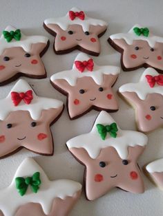 decorated cookies arranged in the shape of stars