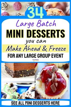 an advertisement for a dessert shop with pictures of cakes and desserts