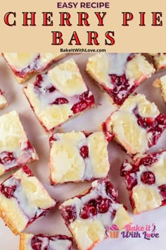 raspberry pie bars are cut into squares and stacked on top of each other