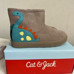 Cat & Jack Vesper Boots Fur Lined Boots Style Cute Dinosaur Decor Style Brand New With Tags In The Box Retails 24.99 Size Boys 12 Casual Non-slip Boots For Playtime, Playful Non-slip Boots With Round Toe, Cute Round Toe Boots For Playtime, Blue Cowboy Boots, Boy Boots, Toddler Winter Boots, Kids Ankle Boots, Toddler Girl Boots, Boys Winter Boots