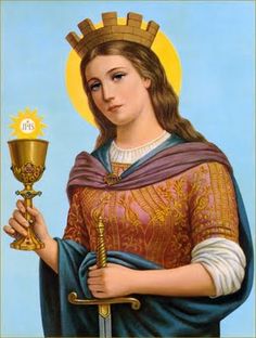 an image of the virgin mary holding a chalice