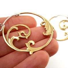 Floral Vine Hoop Earrings Brass with Silver Posts Boho Items, Art Nouveau Earring, Jewelry Floral, Brass Hoop Earrings, Nouveau Jewelry, Earrings Art, Big Hoop Earrings, Eco Friendly Jewelry, Art Nouveau Jewelry