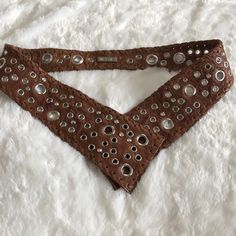 Never Worn! New! Gorgeous Leather Belt With Grommets And Rhinestones. Dips In V In Front. See Pictures For Details And Approx Measurements Handmade Belt, Aesthetic Belt, Boho Western Belt, Boho Belt, Unique Belts, Funky Belts, Statement Belt, Western Belt, Chunky Metal Belt