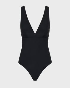 The Lecco One Piece in Black features a flattering, plunge V neck and a supportive, under-bust seam. A classic, minimal swimsuit, Lecco is crafted from our luxury, Italian Sculpteur® fabric﻿, with a patented 3-D stretch that supports and flatters the silhouette. With wide, comfortable shoulder straps and assistance with tummy control, Lecco delivers ease and body confidence. Lecco has regular bottom coverage and is suitable for larger busts up to cup size DD. Fabric sustainably made in Italy.Gar Elastane V-neck Swimwear For Poolside, Elegant Black Seamless Swimwear, Elegant Black Triangle Top Swimwear, Elegant V-neck Swimwear For Pool, Chic Black V-neck Swimwear, Chic Solid Color V-neck Swimwear, Black V-neck Lined Swimwear, Sleek Swimwear For Pool, Black Lined V-neck Swimwear