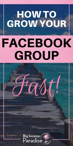 a pink and blue photo with the words how to grow your facebook group fast on it