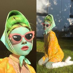 Alien Tourist Costume, 60s Alien Costume, Retro Alien Costume Women, 70s Alien Aesthetic, Retro Futurism Costume, Juno Birch Aesthetic, Juno Birch Costume, Retro Space Makeup, 50s Alien Aesthetic