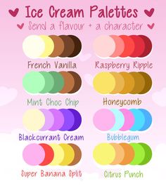 the ice cream palettes are all in different colors and sizes, with hearts above them