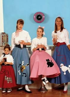 McCall's Sewing Pattern M6101 - Children's/Girls'/Misses' Poodle Skirt And Petticoat. Pull-on circular skirt has elastic waistband. Pull-on lace trimmed petticoat has fabric yoke with elastic waistband. Patterns for cat, guitar and dog appliqués included. FABRIC SUGGESTIONS: - Skirt: Cotton and Cotton Blends, Chintz, Wool Blends, Chambray, Lightweight Denim, Lightweight Corduroy, Flannel, Felt. - Petticoat: Net, Tulle. - Yoke(Petticoat): Lining Fabric, Tricot. - Appliqués A, B, C D: Felt, Cotton Girls Poodle Skirt, 1950s Poodle Skirt, Poodle Skirt Outfit, Poodle Dress, 50s Theme, 50s Costume, Poodle Skirts, Circular Skirt, Bye Bye Birdie