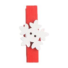 a white snowflake on a red strap