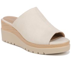 An easygoing slip-on, the Goodtimes wedge sandal features a comfortable footbed, cork detailing, and sun-kissed style that effortlessly takes you from the boardwalk to the sidewalk. From SOUL Naturalizer. Wedged Sandals, Casual Wedges, Womens Slides, Wedge Sandal, Lug Sole, Sun Kissed, Platform Sandals, Wedge Sandals, Women's Shoes Sandals