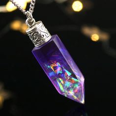 Mystical Crystal Jewelry Gift, Mystical Iridescent Crystal Necklaces For Gift, Mystical Iridescent Crystal Necklace For Gift, Handmade Magical Purple Jewelry, Purple Handmade Magical Jewelry, Mystical Iridescent Necklaces As Gifts, Purple Crystal Necklaces For Jewelry Making, Iridescent Crystal Pendant For Jewelry Making, Iridescent Crystal Pendant Necklace For Jewelry Making