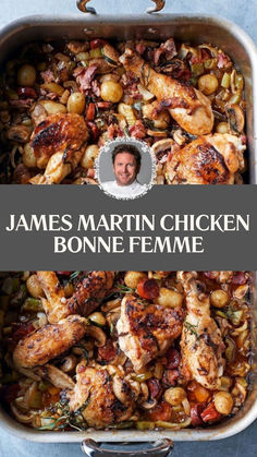 James Martin Chicken Bonne Femme James Martin Recipes, Chicken And Mushroom Pie, Mary Berry Recipe, Chicken Crispy, Herb Roasted Potatoes, Bread And Butter Pudding, Chefs Table, James Martin, Cooked Veggies