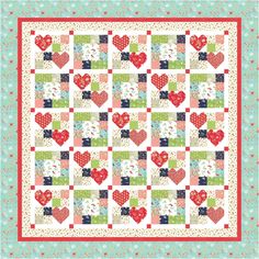 a quilt with hearts on it