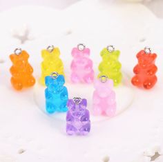 Cute Colorful Gummy Bear Charm with Eye Pin (10mm x 16mm) Gummy Bear Candy, Candy Necklace, Candy Necklaces, Planner Charms, Eye Pins, Diy Making, Handbag Charms, Gummy Bear, Cute Keychain